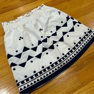 J Crew Skirt Womens 0 Elastic Waist Lined Linen Cotton White